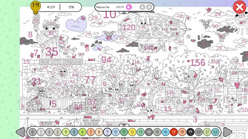 100 Cats Lost in World Find & Color a black and white picture with pink cats and pink numbers. Published on LadiesGamers