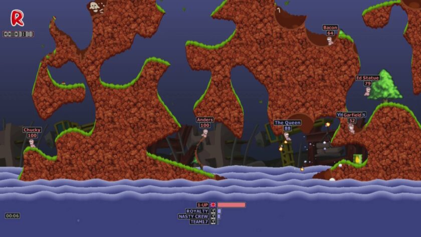 Worms Armageddon blowing up a level. Published on LadiesGamers