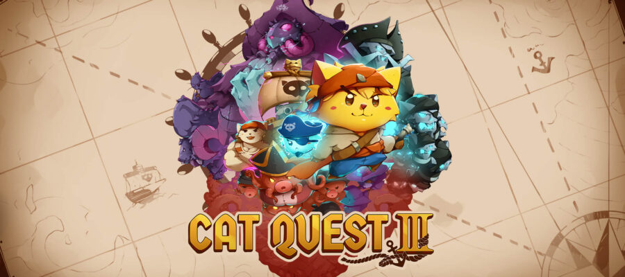 Promotional artwork for Cat Quest III showing various cats of the purribean. Published on LadiesGamers