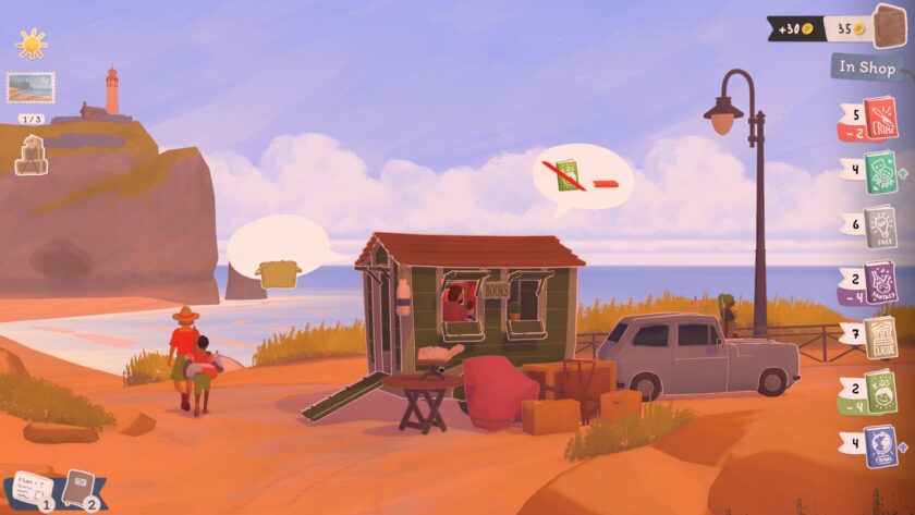 a green caravan on a beach. Published on LadiesGamers