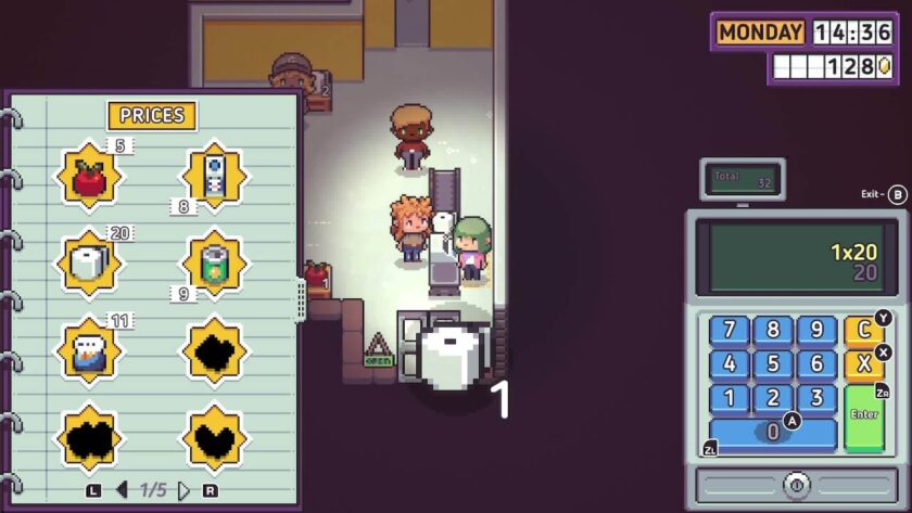 Working the till, with a calculator on the right side, and price list on the left. Published on LadiesGamers