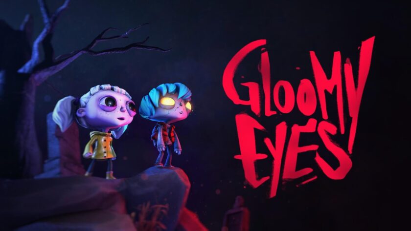 Promotional image for Gloomy Eyes with two characters staring into the darkness. Published on LadiesGamers
