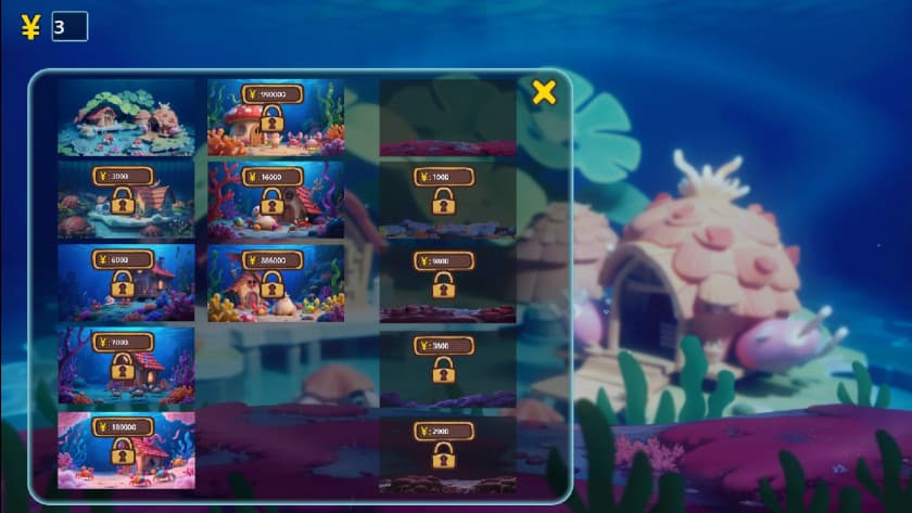 The backgrounds menu in Jellyfish blind box.