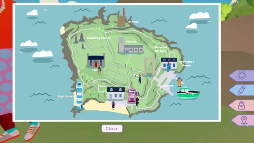 The map of Glasden, showing the locations of the locals, and quests. Published on LadiesGamers