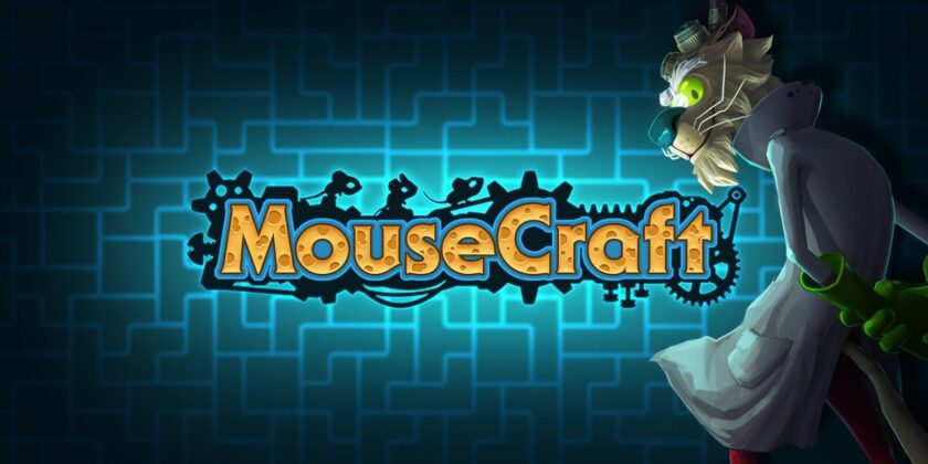 Promotional Image for Mousecraft with a large scientist cat against a blue background. Published on LadiesGamers