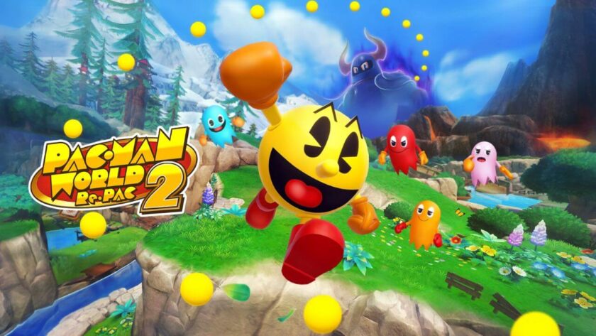 Promotional image for PAC-MAN World 2 Re-PAC showing a large running PAC-MAN. Published on LadiesGamers