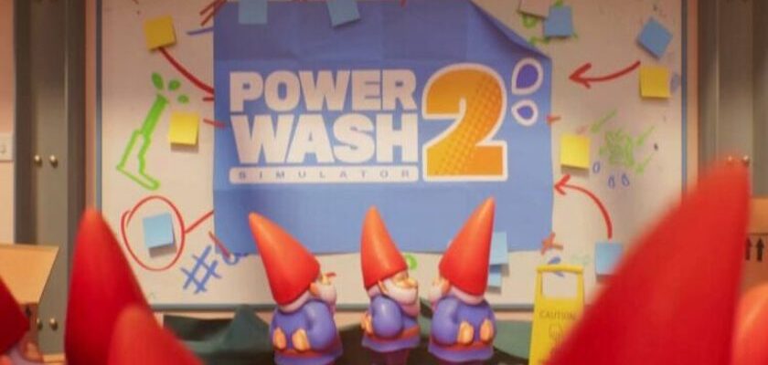 Powerwash Simulator 2 screen with gnomes.
