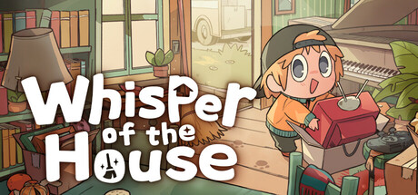Promotional image for Whisper of the house showing a blonde person carrying a red box inside a house. Published on LadiesGamers