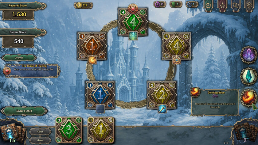 a blue background with cards in a circle. Published on LadiesGamers