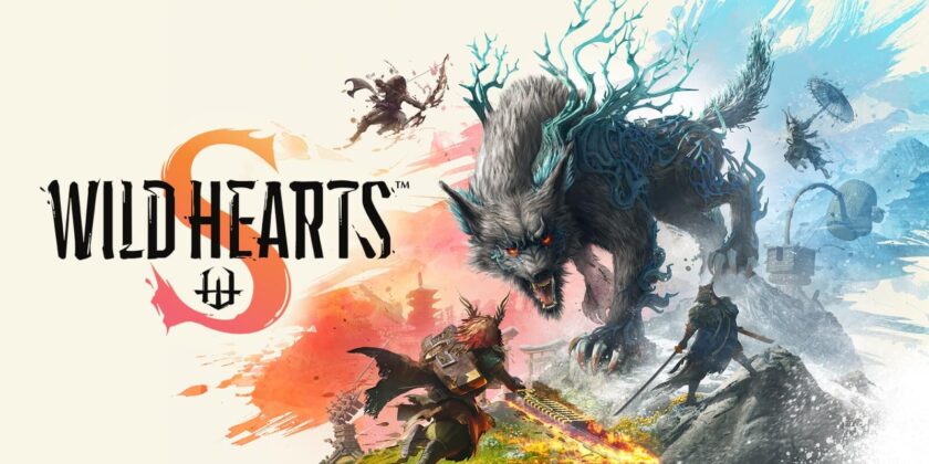 Promotional artwork for Wild Hearts S showing a massive wolf and hunters. Published on LadiesGamers