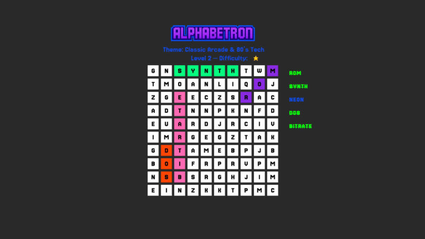 Alphabetron finding words. Published on LadiesGamers
