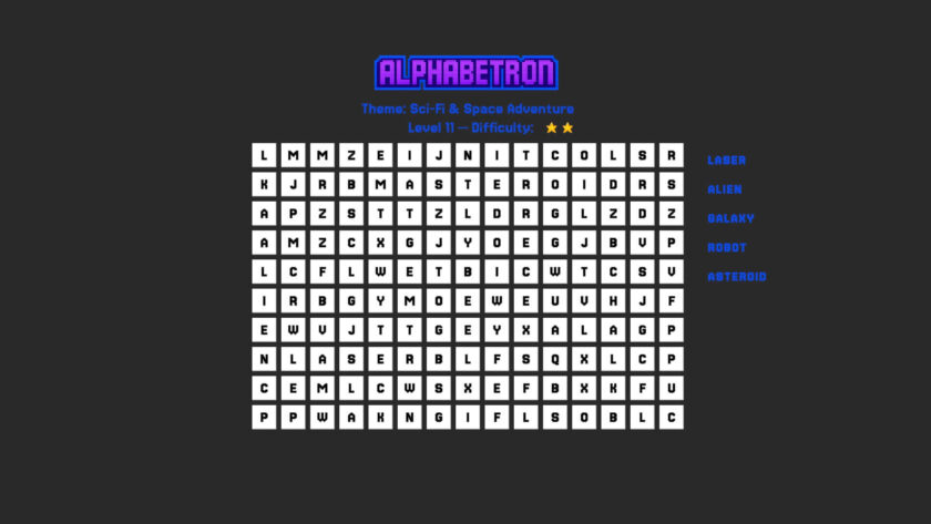 Alphabetron harder level. Published on LadiesGamers