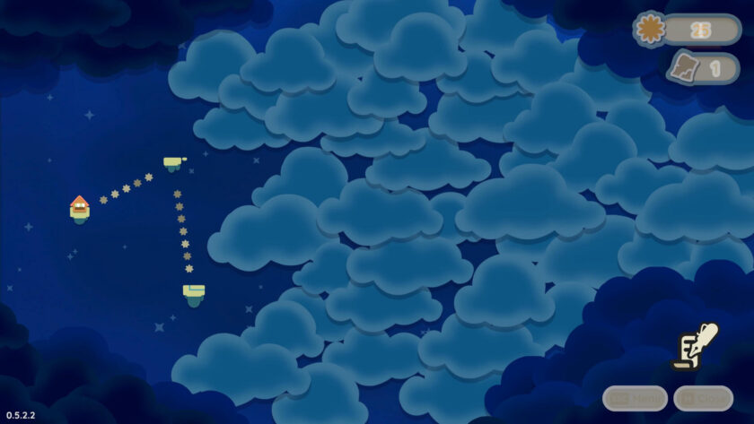 blue clouds on a blue sky and two yellow islands