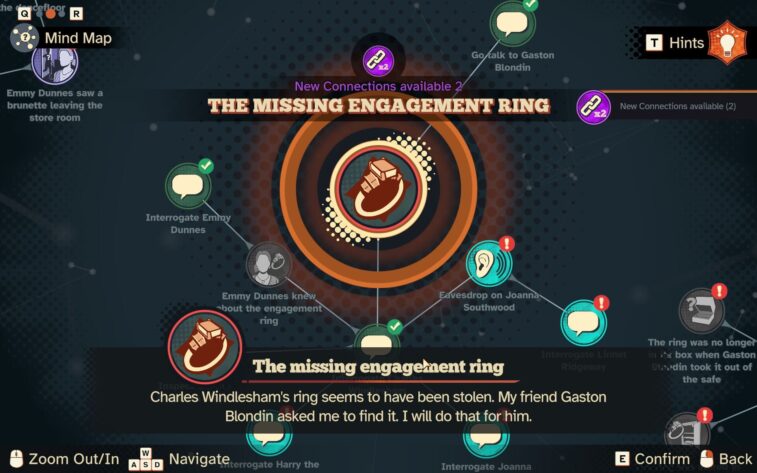 on a blue background orange circles with facts of the crime written inside.