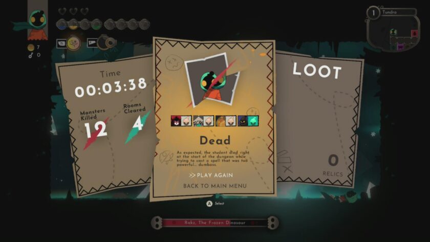 Folly of the Wizards game over screen