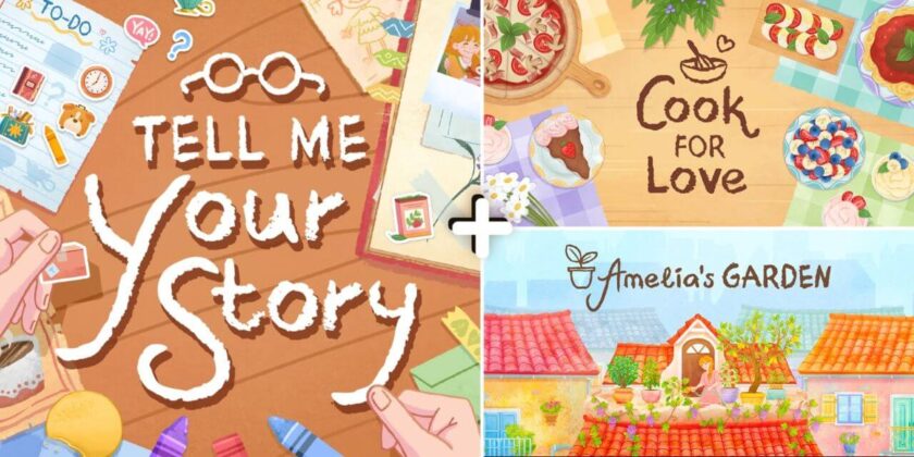 Promotional image for the Tell Me Your Story collection, showing the key artwork from the three games. Published on LadiesGamers.