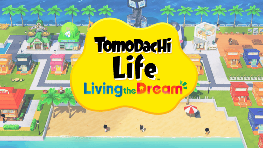 Promotional image for Tomodachi Life Living the Dream showing various Mii in a town setting. Published on LadiesGamers