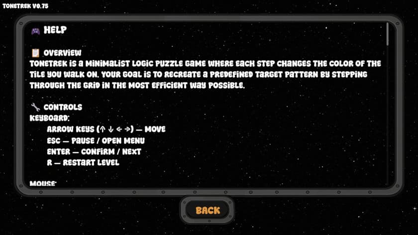 Tonetrek's tutorial text.