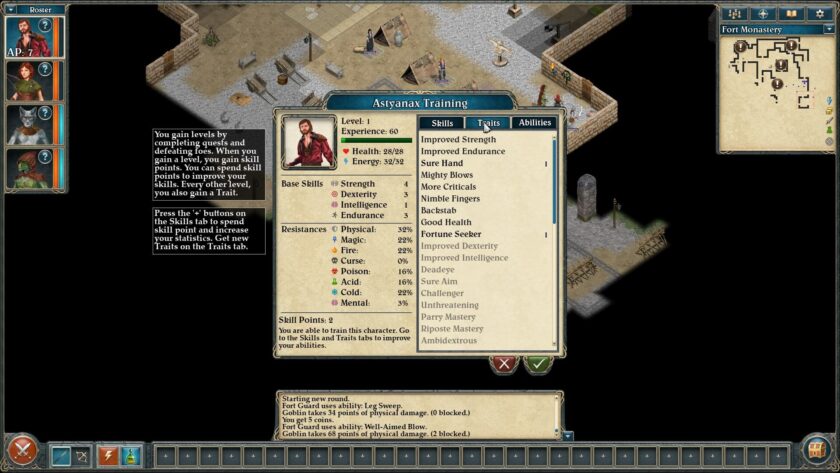 Avernum 4 stat sheet