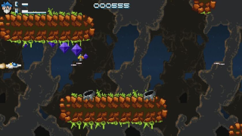 Neoteria flying through a level