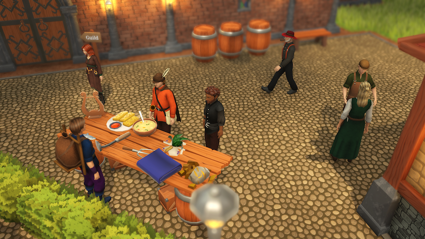 NPCs mill around an open square