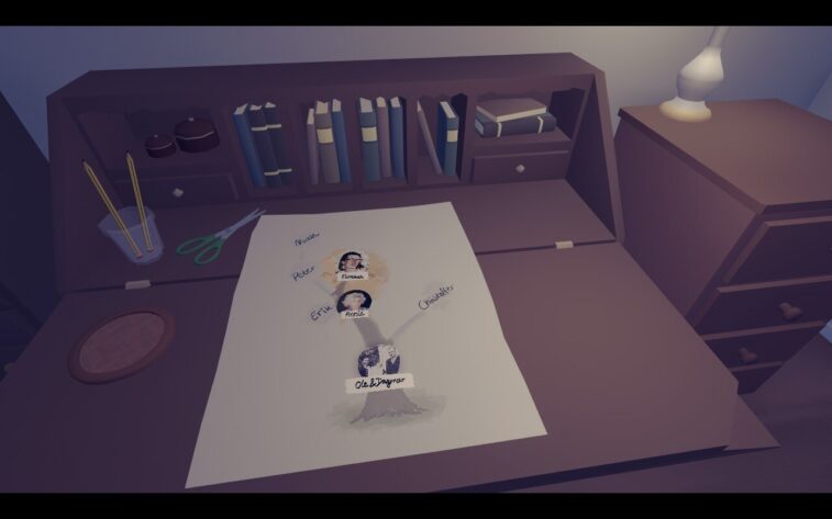 Screenshot for video game As Long As You're Here, drawing of the family tree, published on LadiesGamers.com