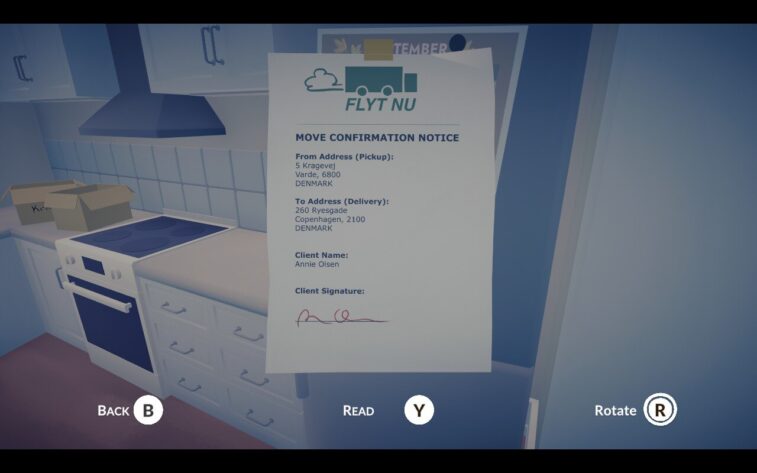 Screenshot for video game As Long As You're Here, moving house notice, published on LadiesGamers.com