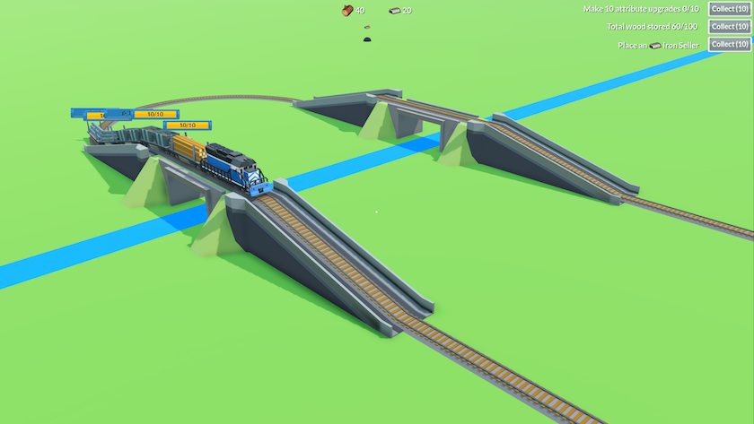Slopes and bridges in Lazy Train Game