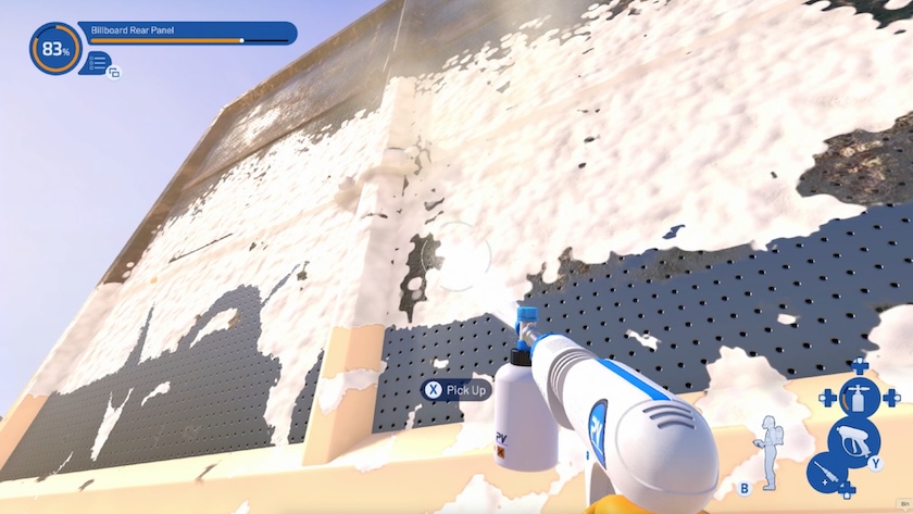Soap in powerwash simulator 2 used on a grilled surface