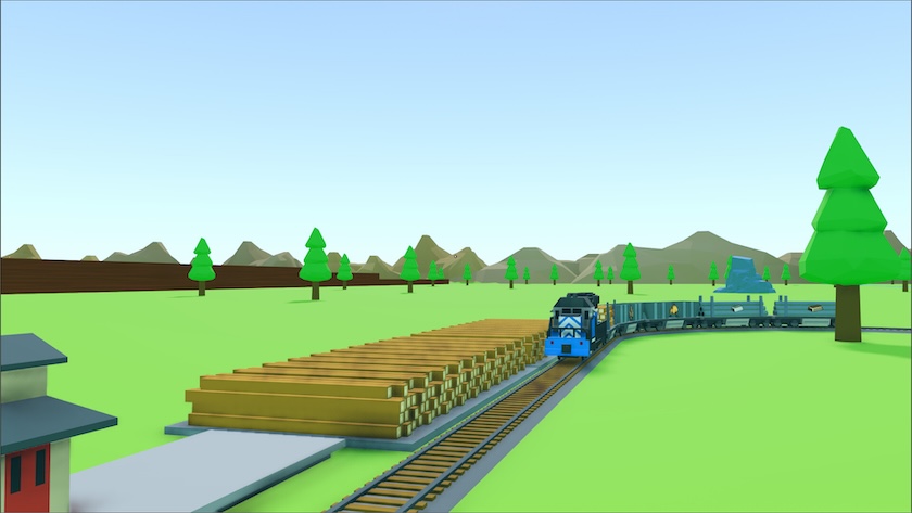 Train passes a storage unit in lazy train game