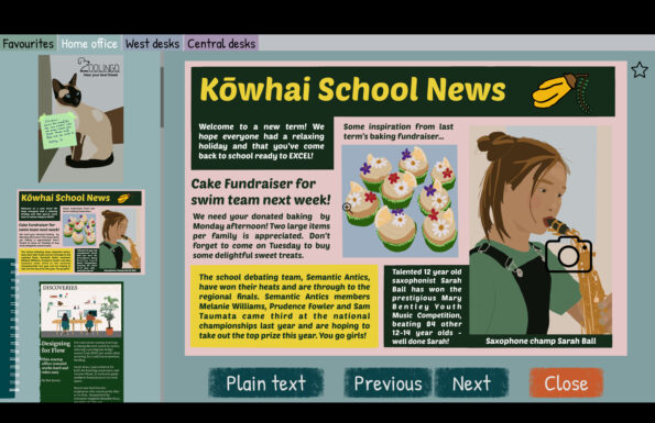 A document of a case of fraud with a newspaper and a picture of a girl playing saxophone. You can read the text below the picture "Saxophone champ Sarah Bell"