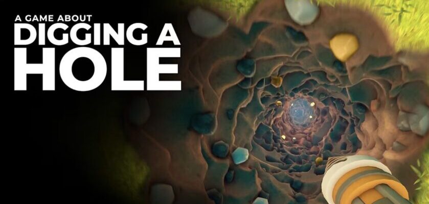 Promotional image for A Game About Digging A Hole showing a very deep hole. Published on LadiesGamers