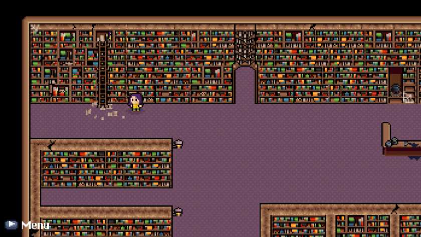 A library full of books in Fractured Library.