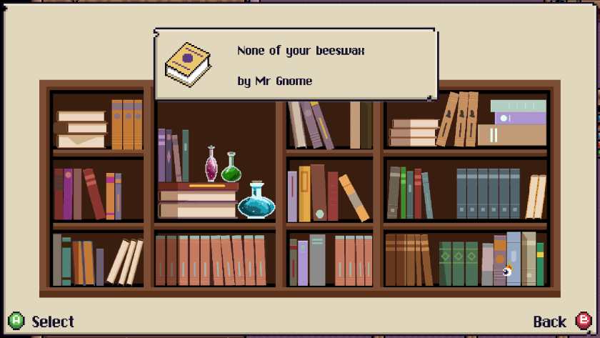 A bookshelf in Fractured Library