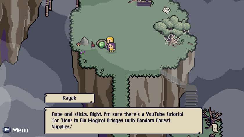 A person on top of a high plateau in Fractured Library