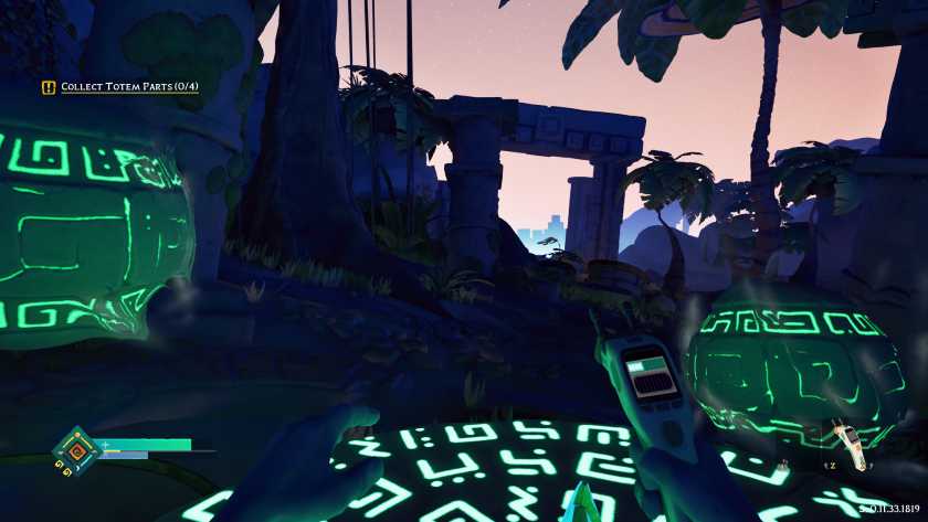 A bunch of stones are glowing with strange symbols in ASTROBOTANICA.
