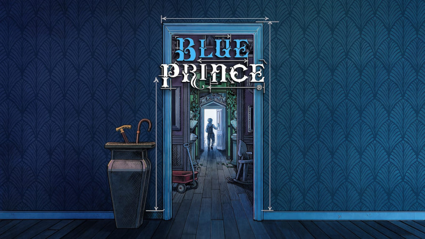 Blue Prince Key Art and Logo. Mina's Choice