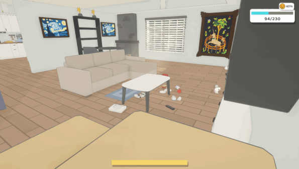 A messy room in the game Cat Chaos.