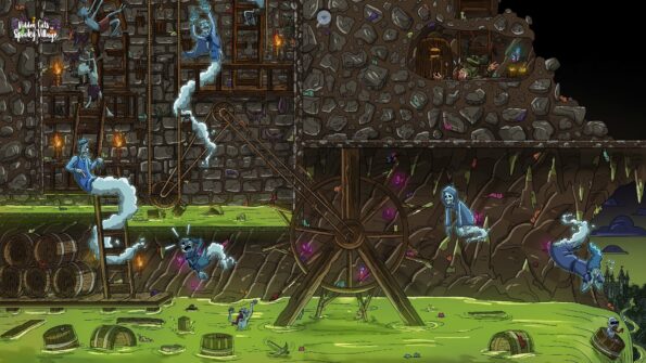 One of the many levels in Hidden cats in spooky village with some ghost floating around