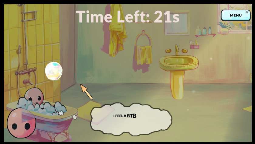 Playing a mini game in the bathroom in It's Not You, It's M.E.