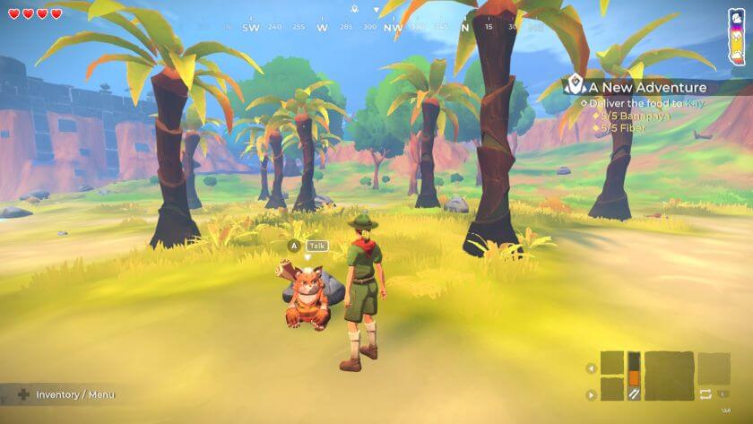 Kay, a furry bunny-like creature, lying on the beach, with my character talking to them. Published on LadiesGamers