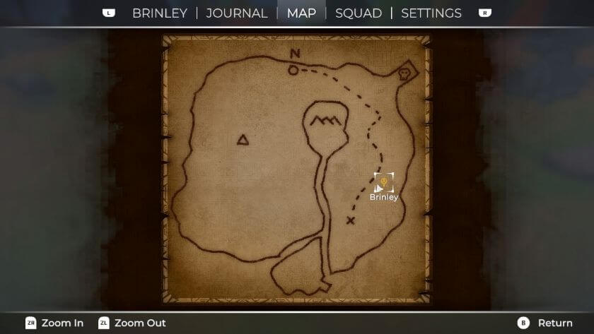 A very simple line map, with the outline of Insule with a single line marking the path to take. Published on LadiesGamers