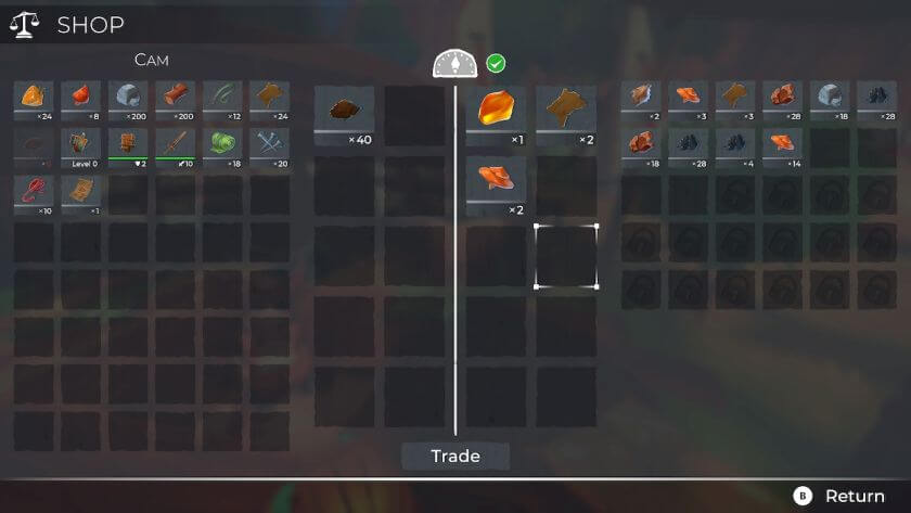 Trading menu with items from the trader on the left and my offers on the right. There is a balance scale at the top, with a green tick. Published on LadiesGamers