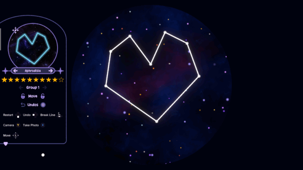 The outline of a heart shape in Astronook