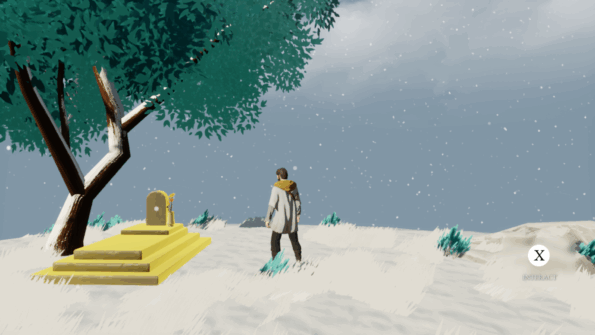 A man standing near a headstone in Kinsfolk.