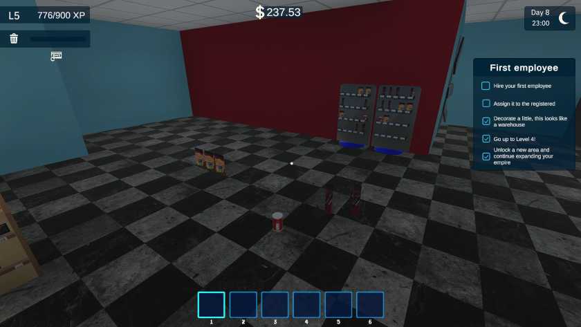 There are snacks floating in the middle of the floor in Videoclub Simulator.