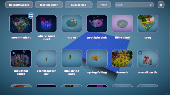 The community scren on cozyrama where players share their creations