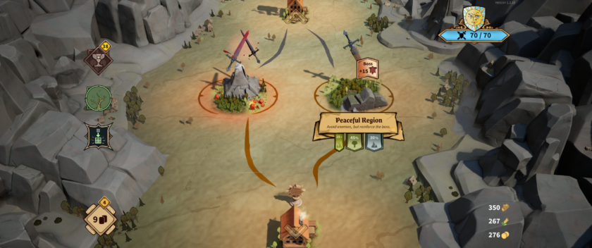 Drop Duchy: overworld map where players can choose between two different locations