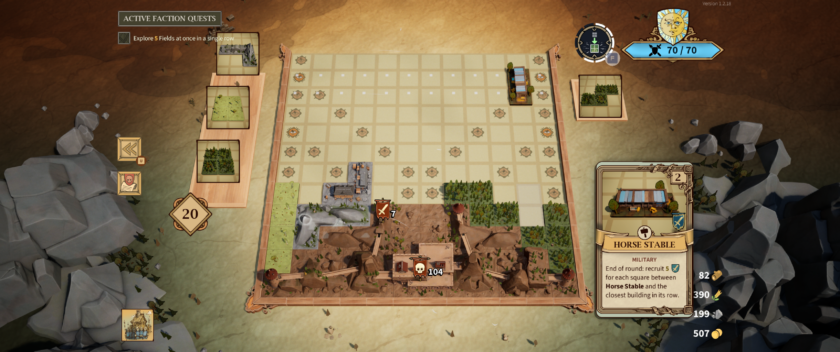Drop Duchy: a Tetris-like gameplay screen where players drop pieces of various shapes onto a grid