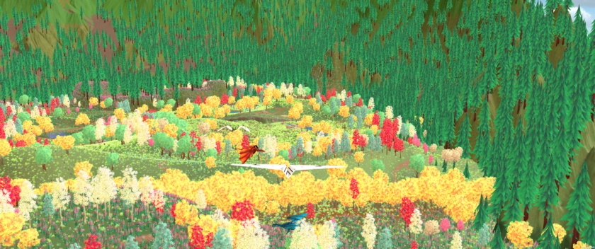 Paper Dawn Slumbering Wind: A colorful meadow with two dragons